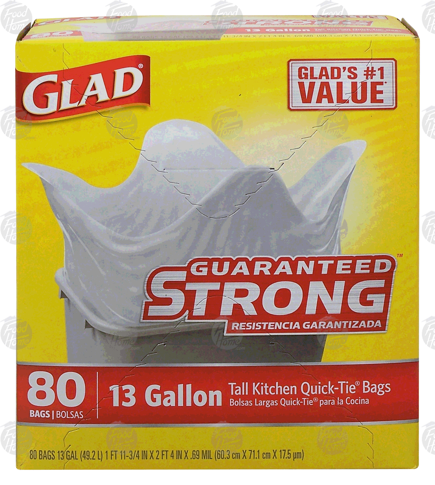 Glad  quick-tie tall kitchen bags, 13 gallon size Full-Size Picture